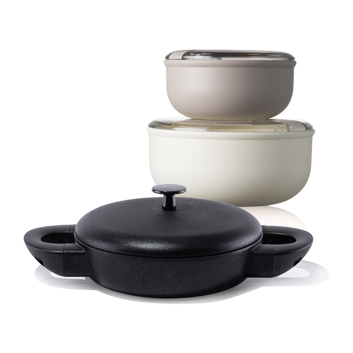 Siyah Inci Serisi Kapaklı Sahan 20 cm Set 1